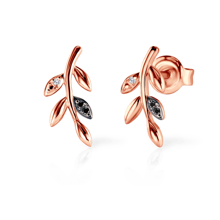 SAVICKI fülbevaló: rózsaarany fekete gyémántokkal