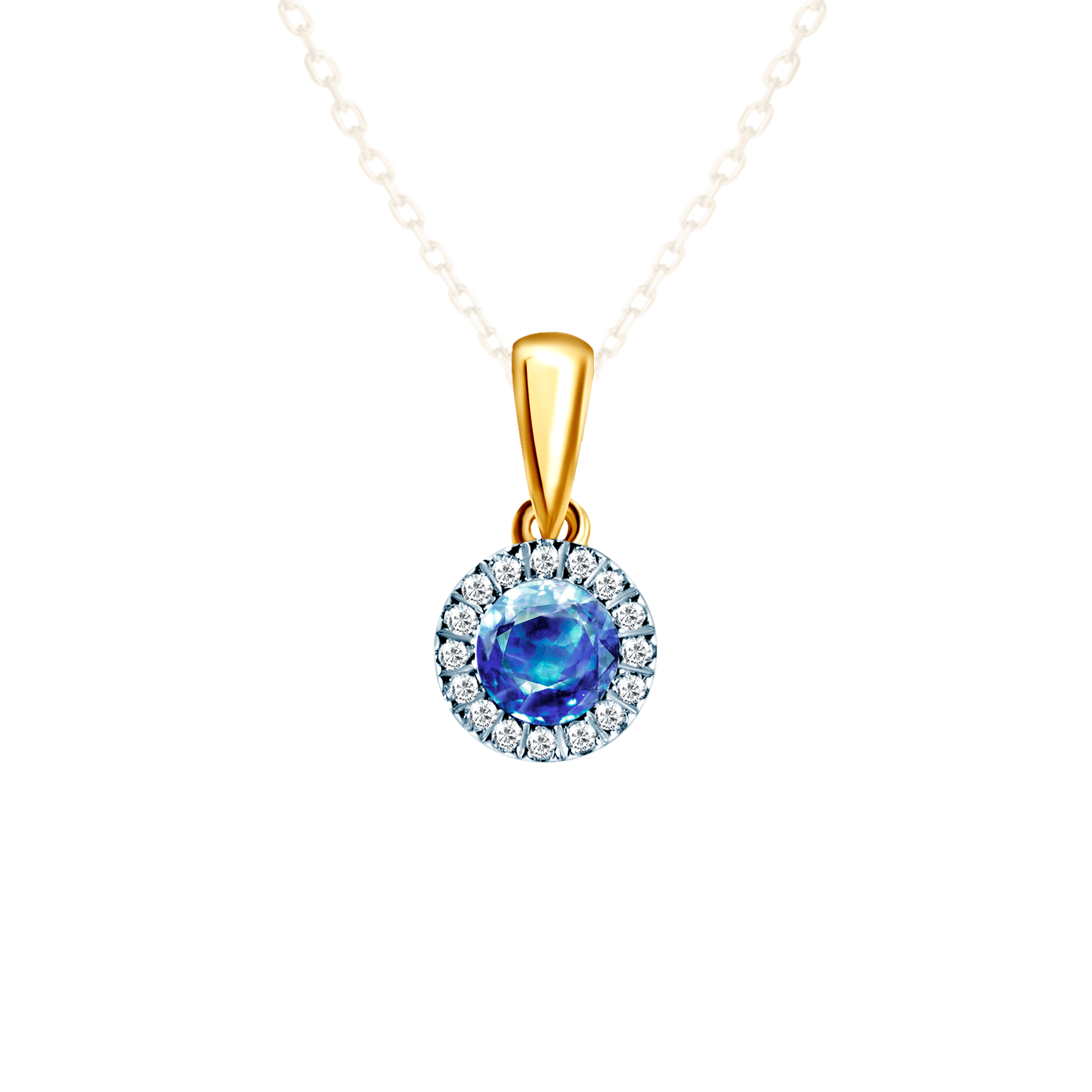 Μενταγιόν SAVICKI: χρυσό, διαμάντια, μπλε ζαφείρι