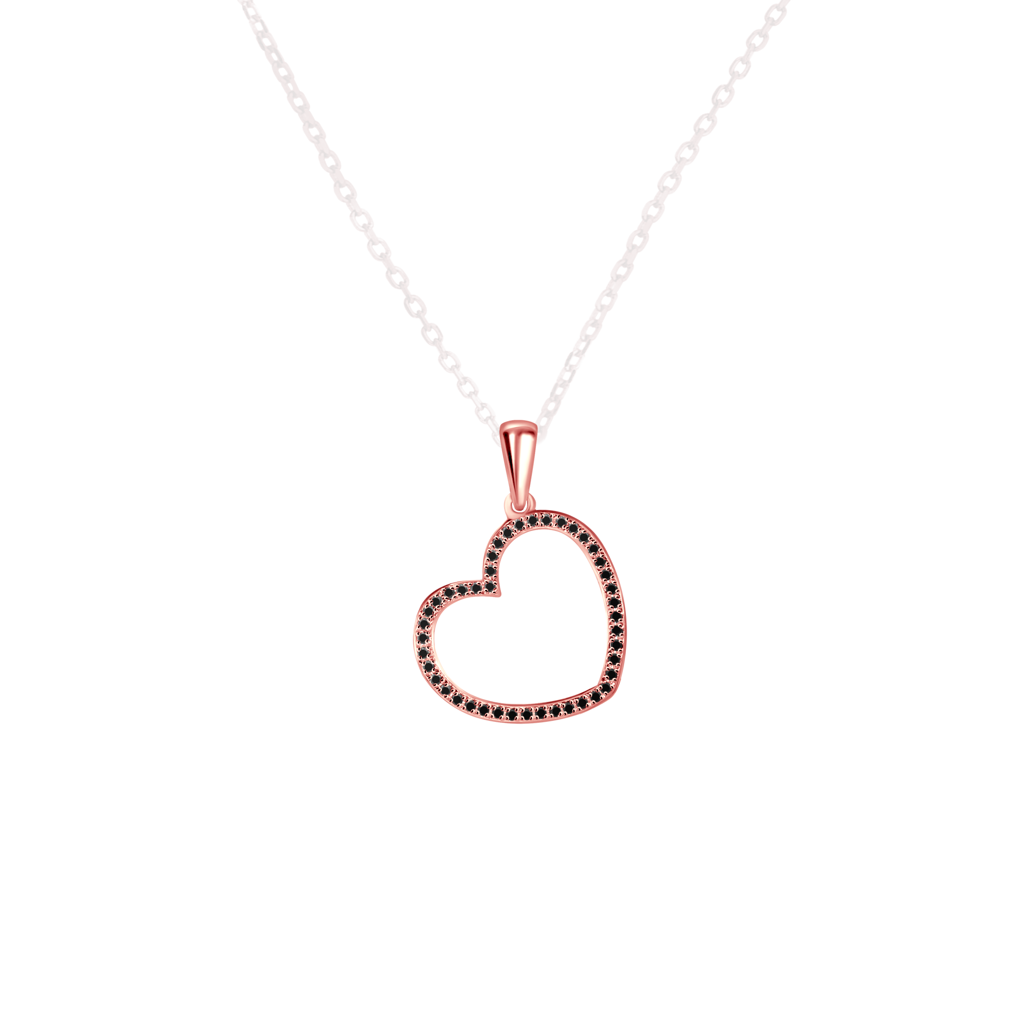 Μενταγιόν SAVICKI Καρδιά: ροζ χρυσό, μαύρα διαμάντια
