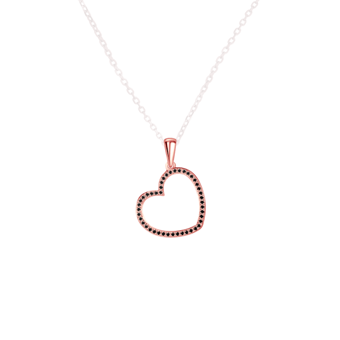 SAVICKI szívecskés medál: rózsaarany fekete gyémántokkal
