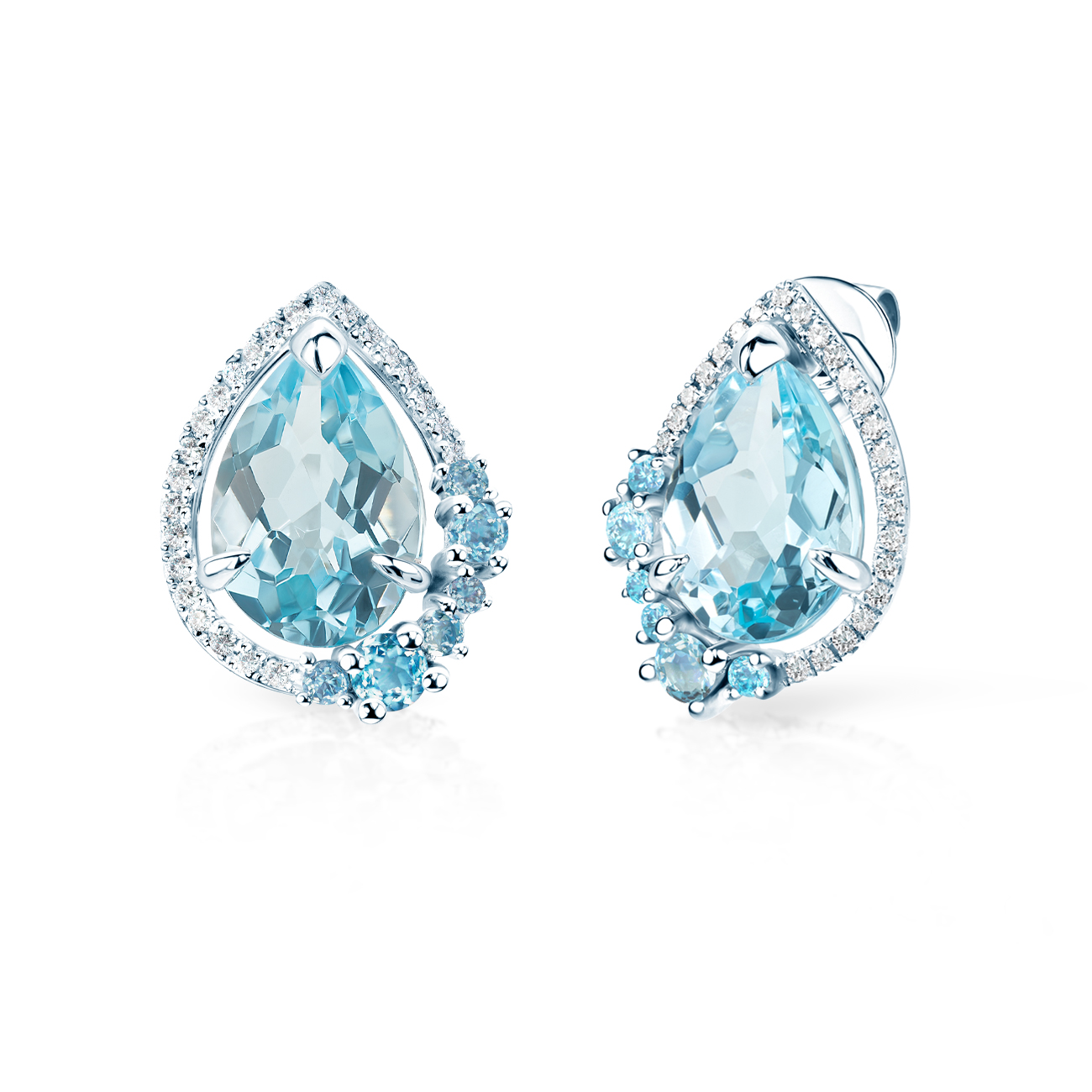 Σκουλαρίκια SAVICKI με Ουράνιο Τόξο: λευκός χρυσός, τοπάζι, διαμάντια