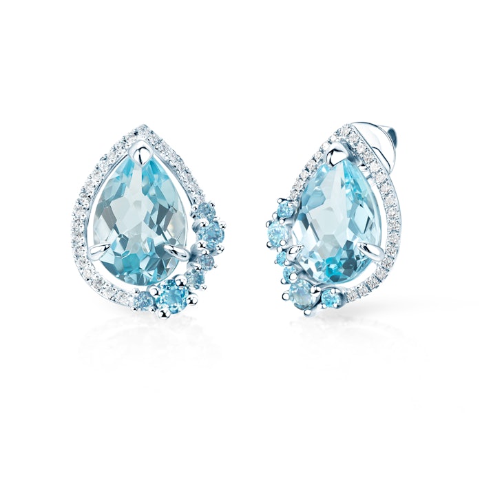 Rainbow fülbevaló: fehérarany, topázok és gyémántok