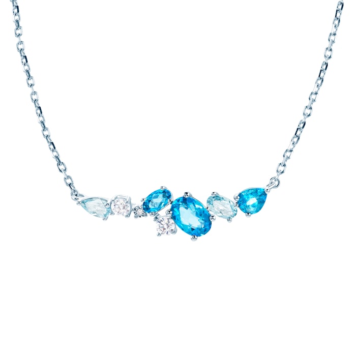 Raibow nyaklánc medállal: fehérarany topázokkal és gyémántokkal