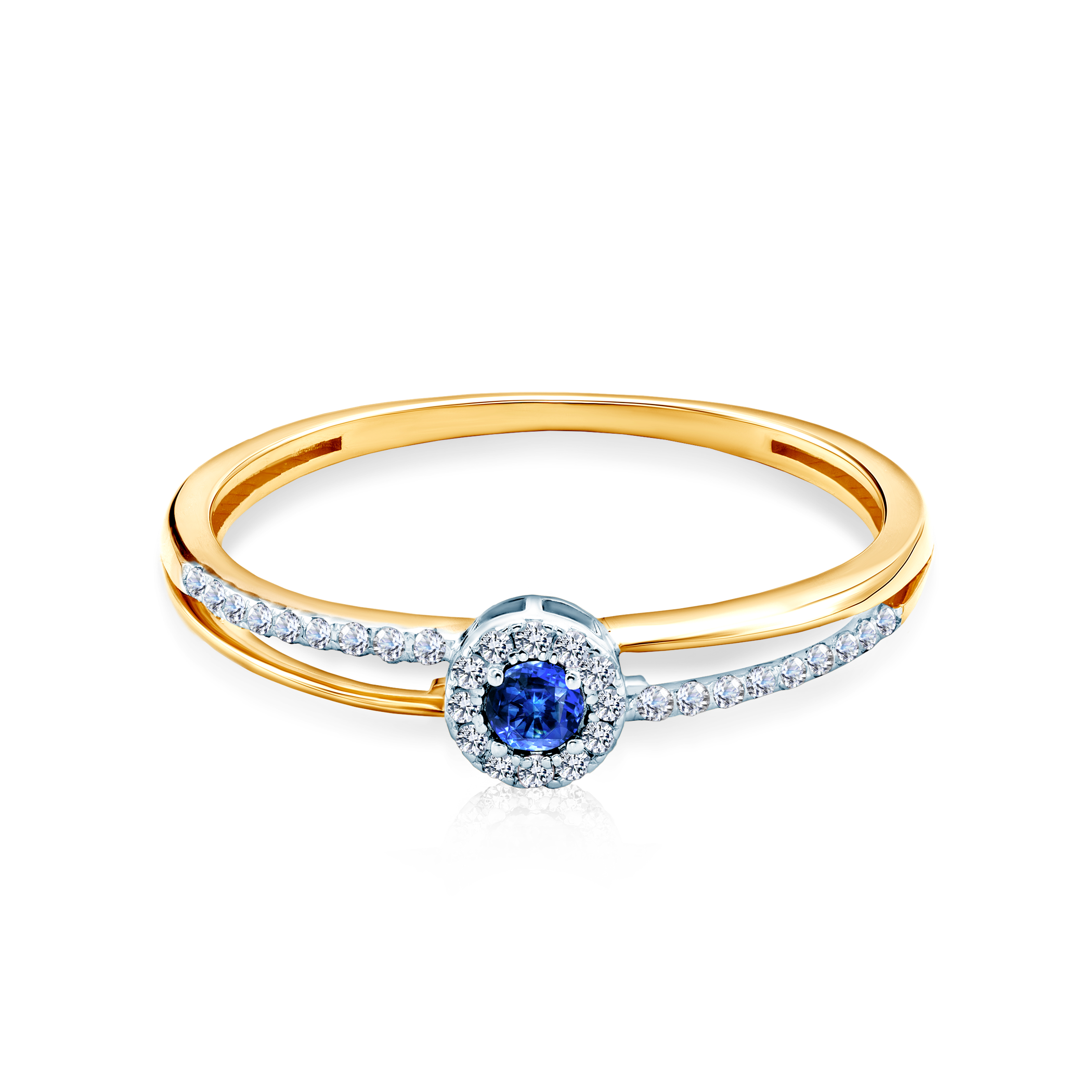 Verlobungsring SAVICKI: Zweifarbiges Gold, Blauer Saphir