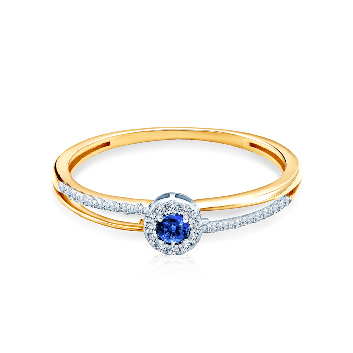 Verlobungsring SAVICKI: Zweifarbiges Gold, Blauer Saphir