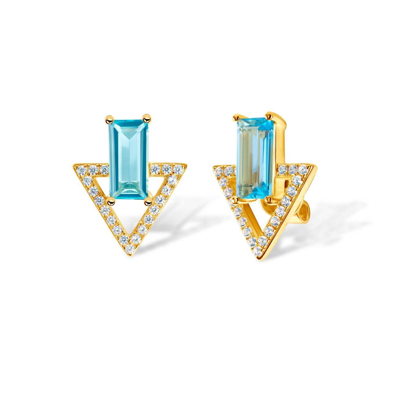 SAVICKI earrings: gold-plated silver, topazes, cubic zirconia