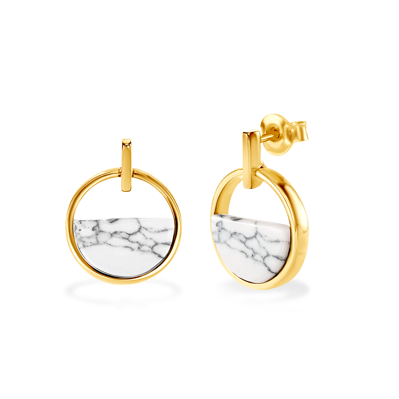 SAVICKI earrings: gold-plated silver, howlite