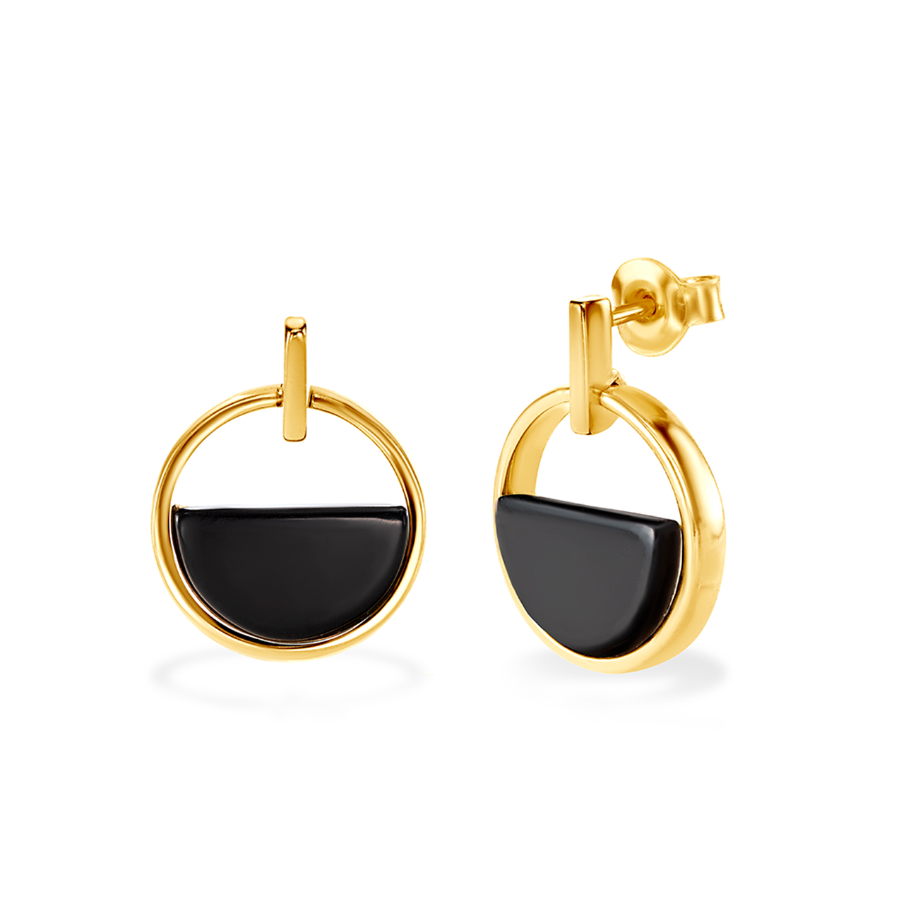 Сережки Savicki: срібло позолочене, онікси