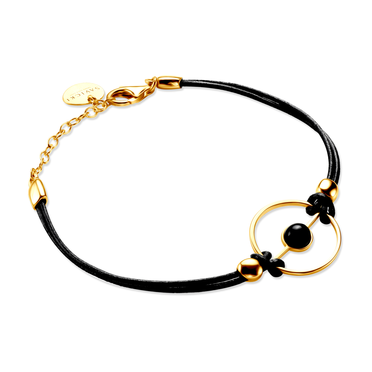 Βραχιόλι Savicki με Λουράκι: επιχρυσωμένο ασήμι, όνυχας