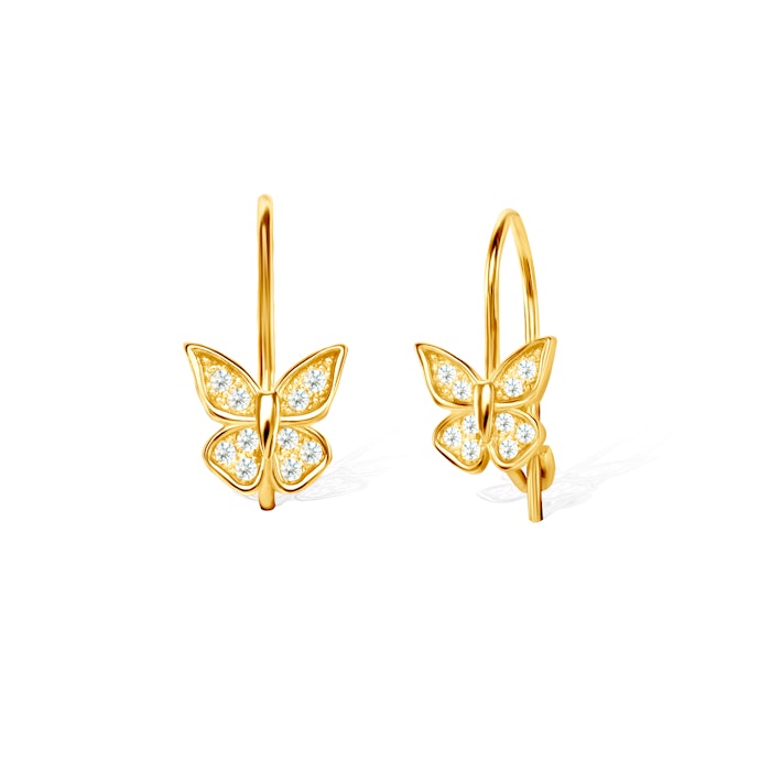 SAVICKI pillangós fülbevaló: aranyozott ezüst cirkóniával