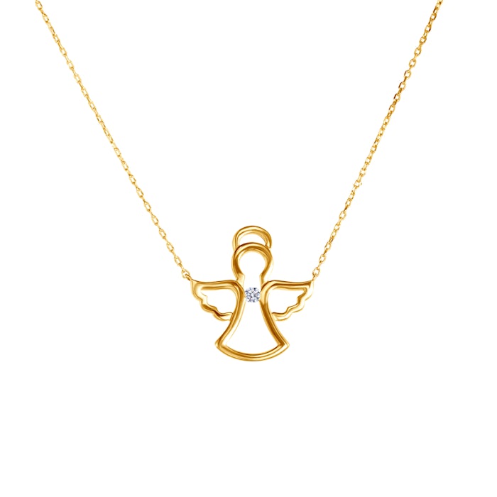 SAVICKI angyalkás nyaklánc: arany gyémántokkal