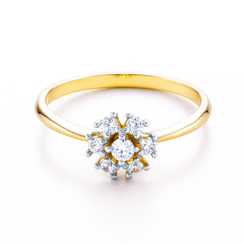 Пръстен SAVICKI: двуцветно злато, кубичен цирконий