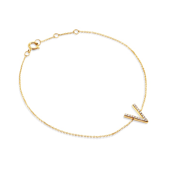 SAVICKI V betűs karkötő: arany és gyémánt