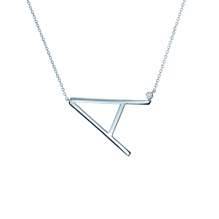 SAVICKI nyaklánc medállal - A betű: ezüst fehér zafírral