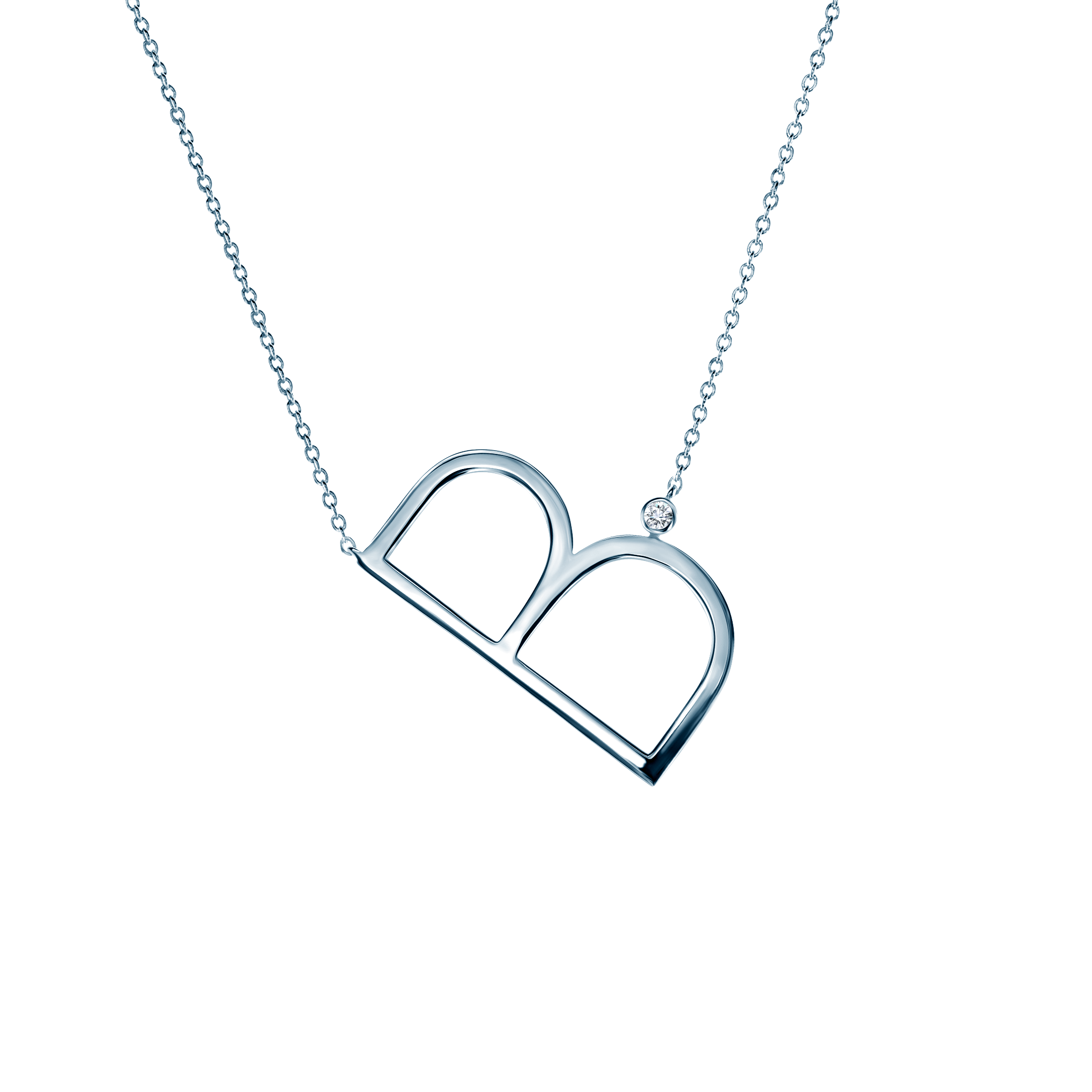 Κολιέ Savicki με Γράμμα Β: ασήμι, λευκό ζαφείρι