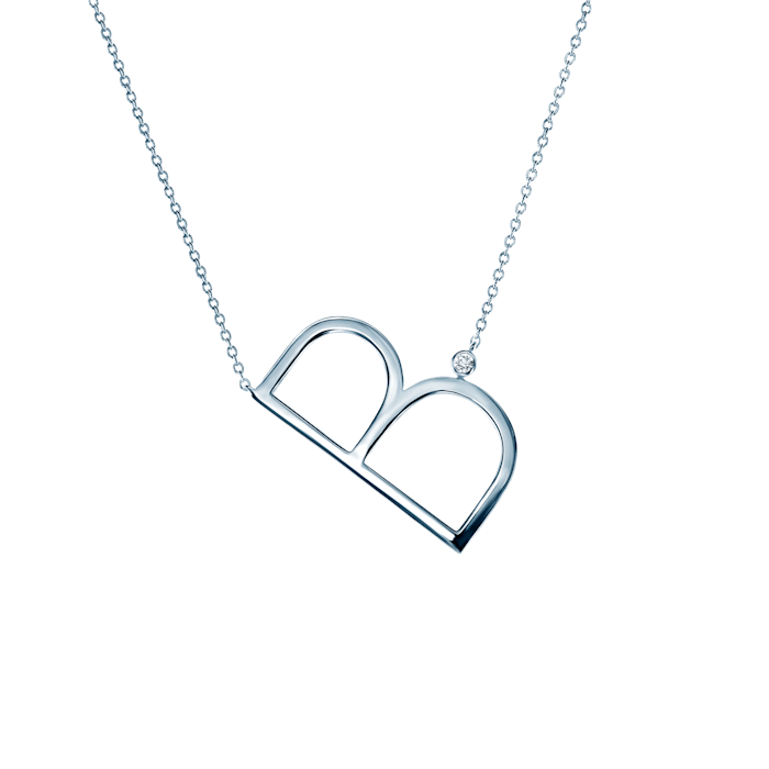 SAVICKI nyaklánc medállal - B betű: ezüst fehér zafírral