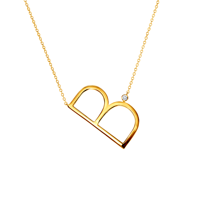 SAVICKI nyaklánc medállal - B betű: aranyozott ezüst fehér zafírral