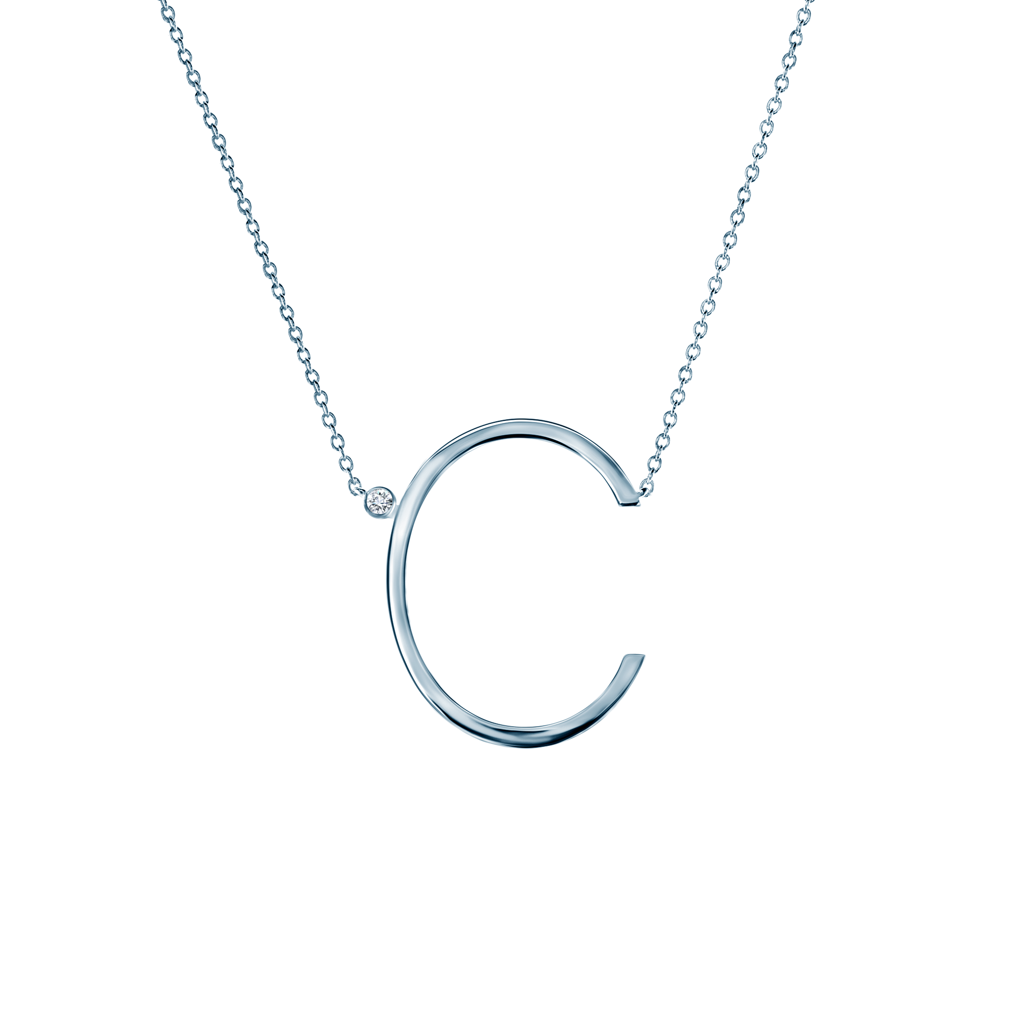 Κολιέ Savicki με Γράμμα C: ασήμι, λευκό ζαφείρι