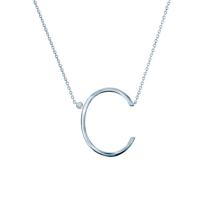 SAVICKI nyaklánc medállal - C betű: ezüst fehér zafírral