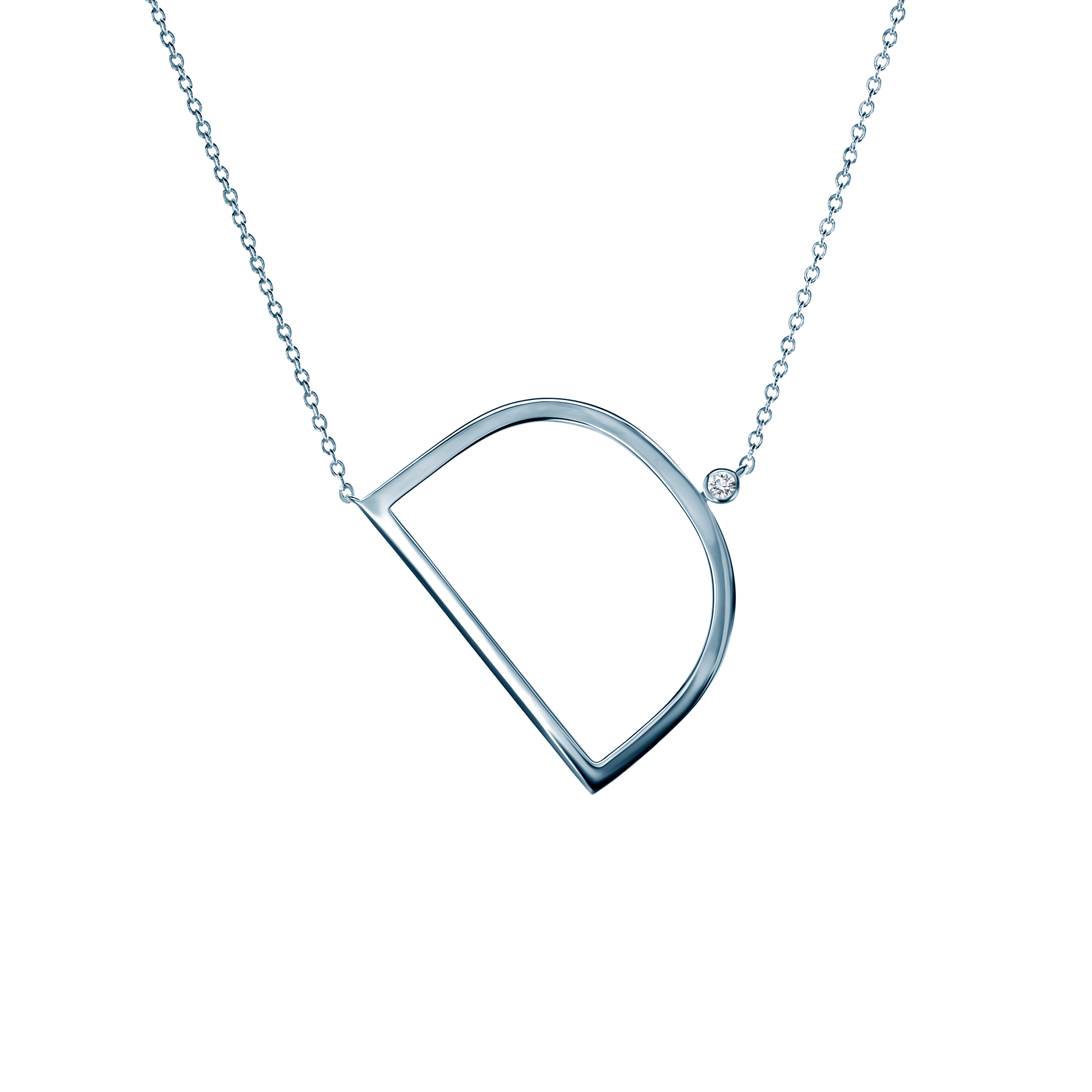 Κολιέ Savicki με Γράμμα D: ασήμι, λευκό ζαφείρι