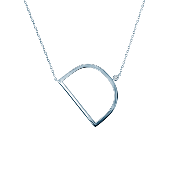 SAVICKI nyaklánc medállal - D betű: ezüst fehér zafírral