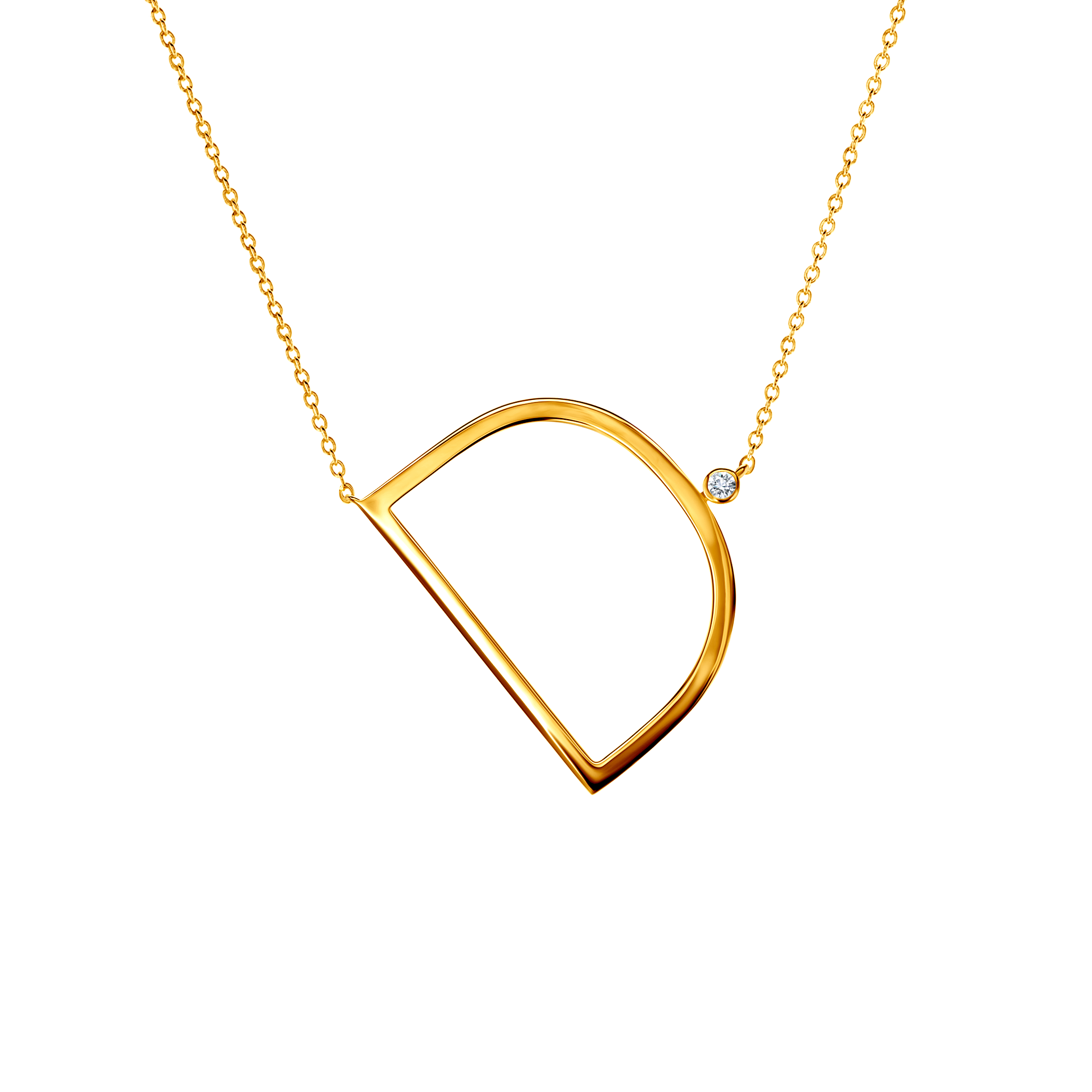 Κολιέ Savicki με Γράμμα D: επιχρυσωμένο ασήμι, λευκό ζαφείρι