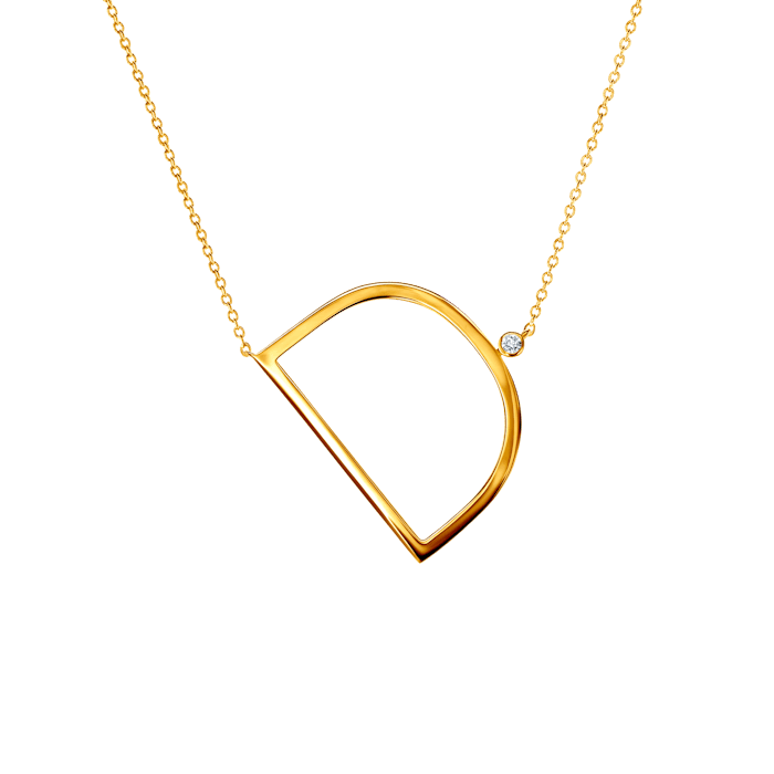 SAVICKI nyaklánc medállal - D betű: aranyozott ezüst fehér zafírral