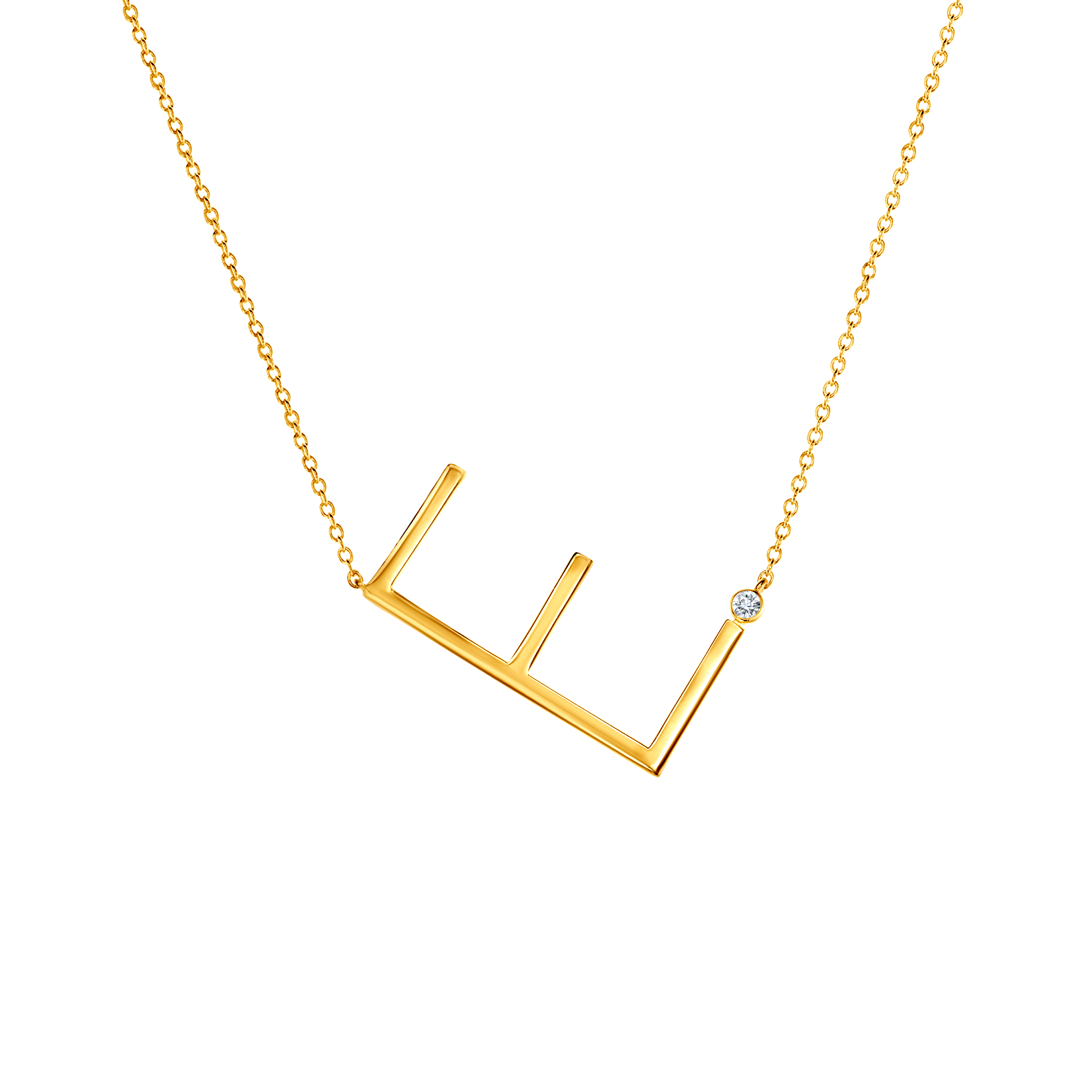 Ogrlica sa slovom A Savicki: pozlaćeno srebro, bijeli safir