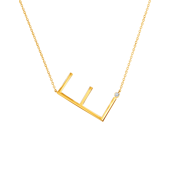 SAVICKI nyaklánc medállal - E betű: aranyozott ezüst fehér zafírral