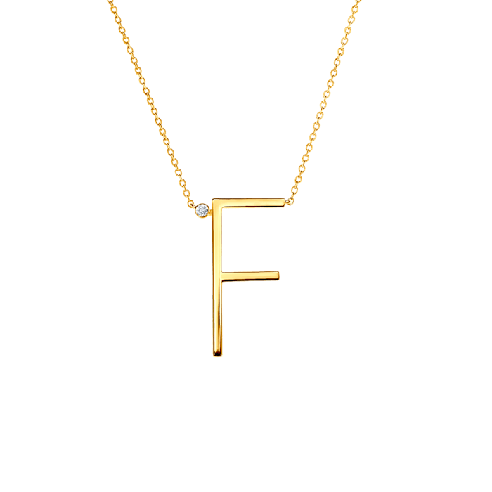 SAVICKI nyaklánc medállal - F betű: aranyozott ezüst fehér zafírral