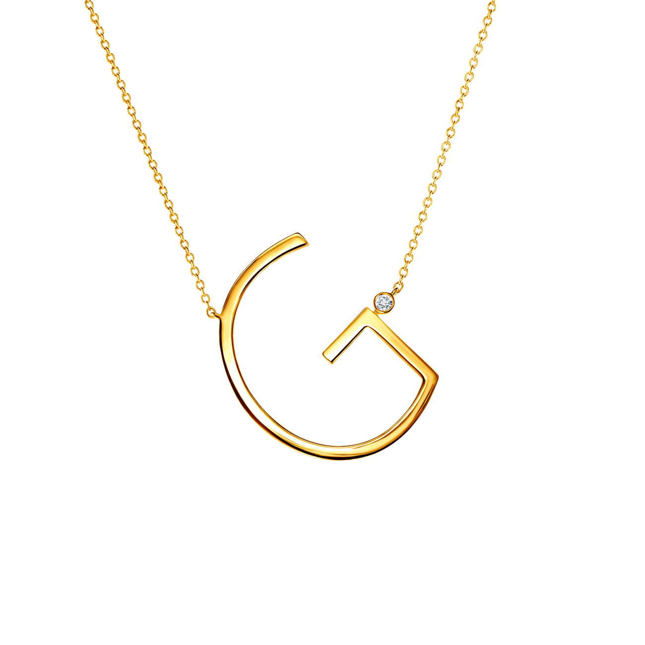 SAVICKI nyaklánc medállal - G betű: aranyozott ezüst fehér zafírral