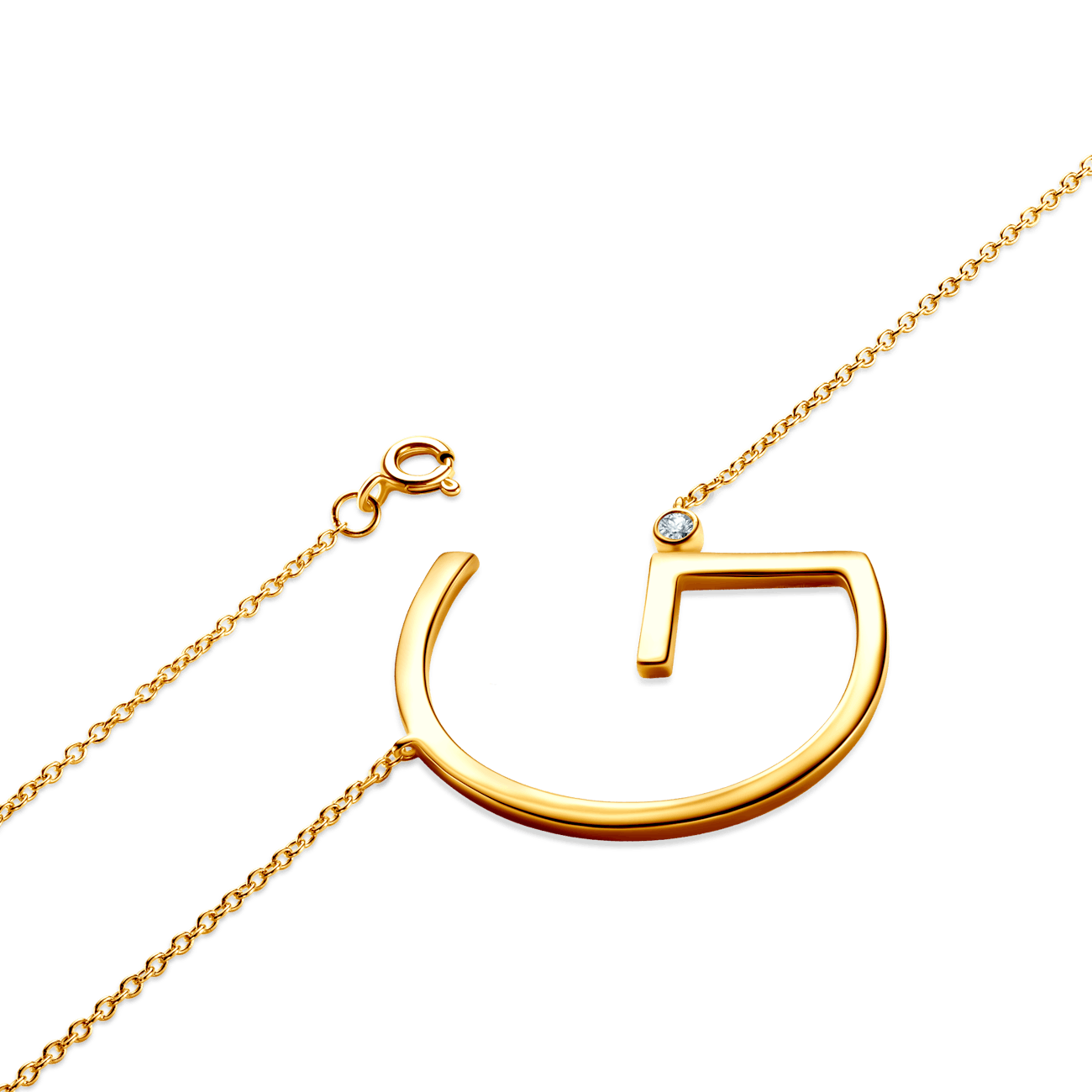 SAVICKI nyaklánc medállal - G betű: aranyozott ezüst fehér zafírral