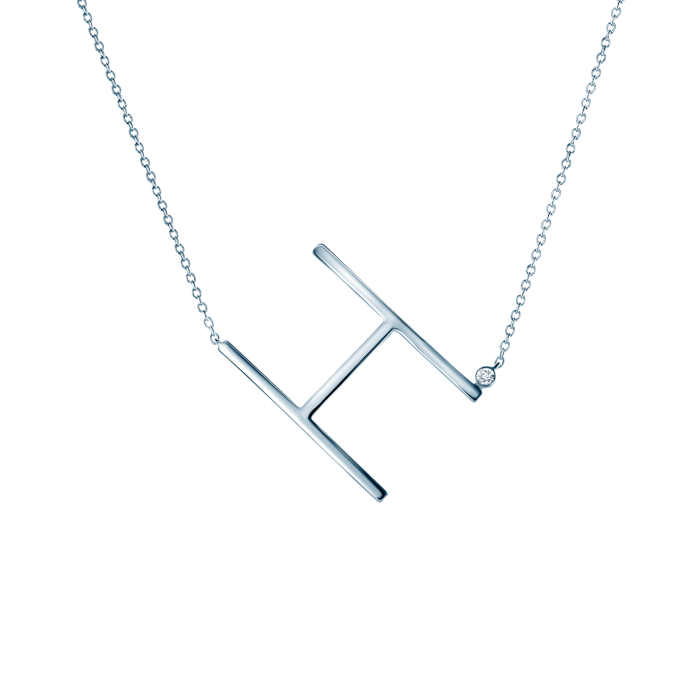 SAVICKI nyaklánc medállal - H betű: ezüst fehér zafírral