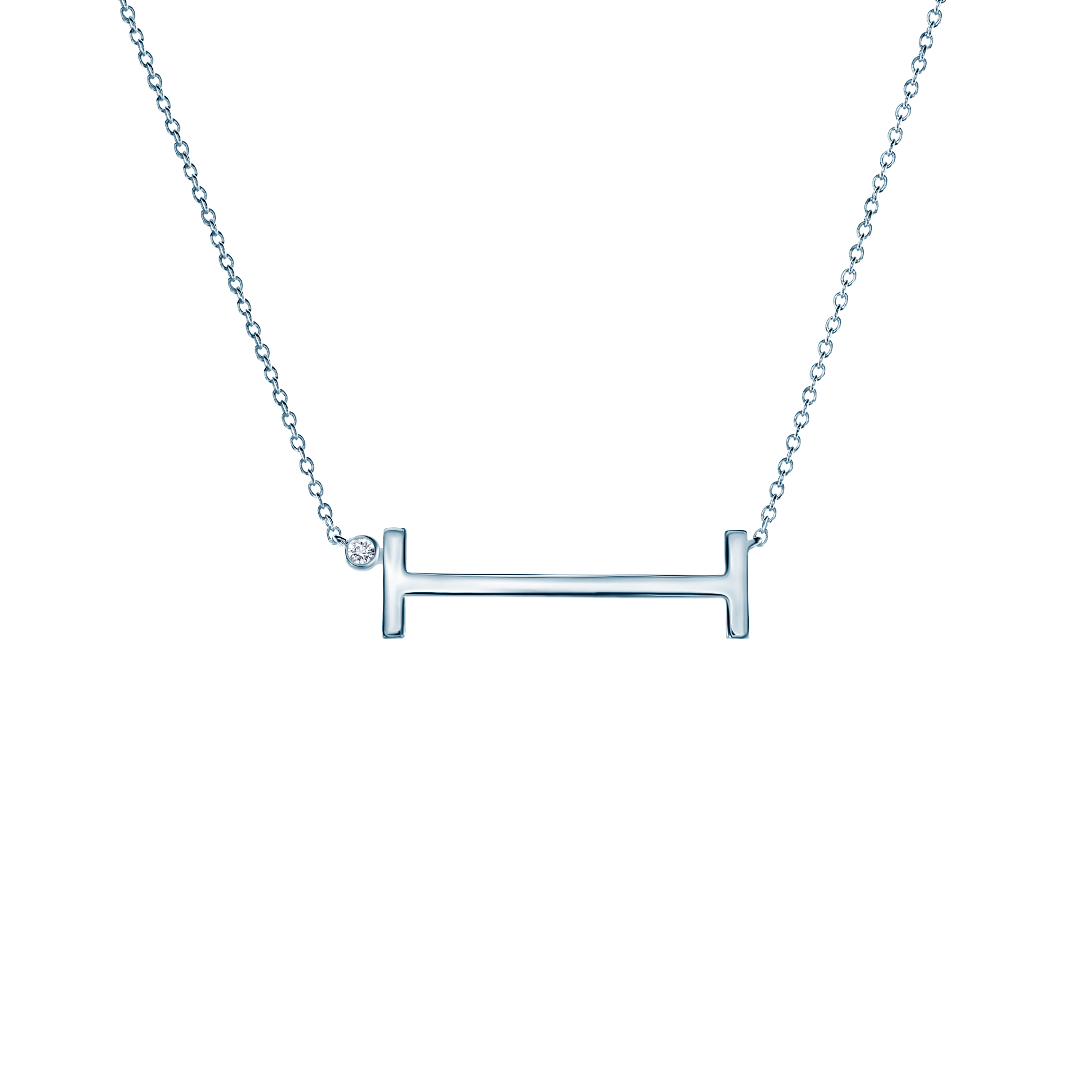 Ogrlica sa slovom I Savicki: srebro, bijeli safir