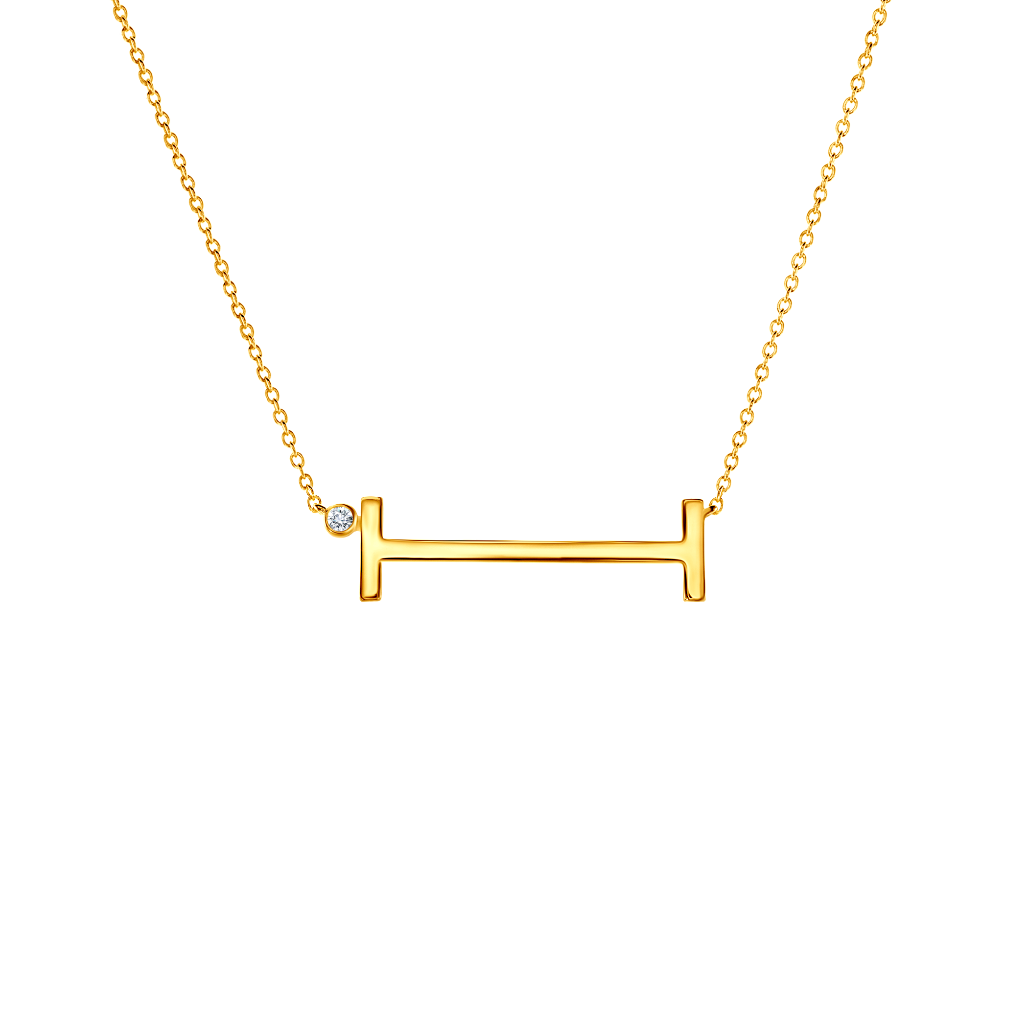 Ogrlica sa slovom I Savicki: pozlaćeno srebro, bijeli safir