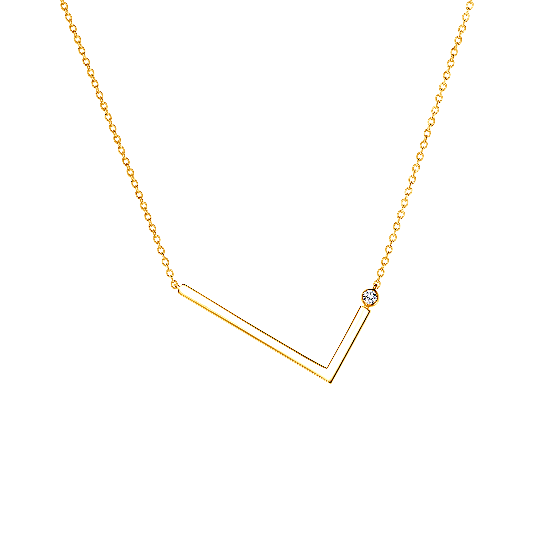 Necklace Letter L SAVICKI: gold-plated silver, white sapphire