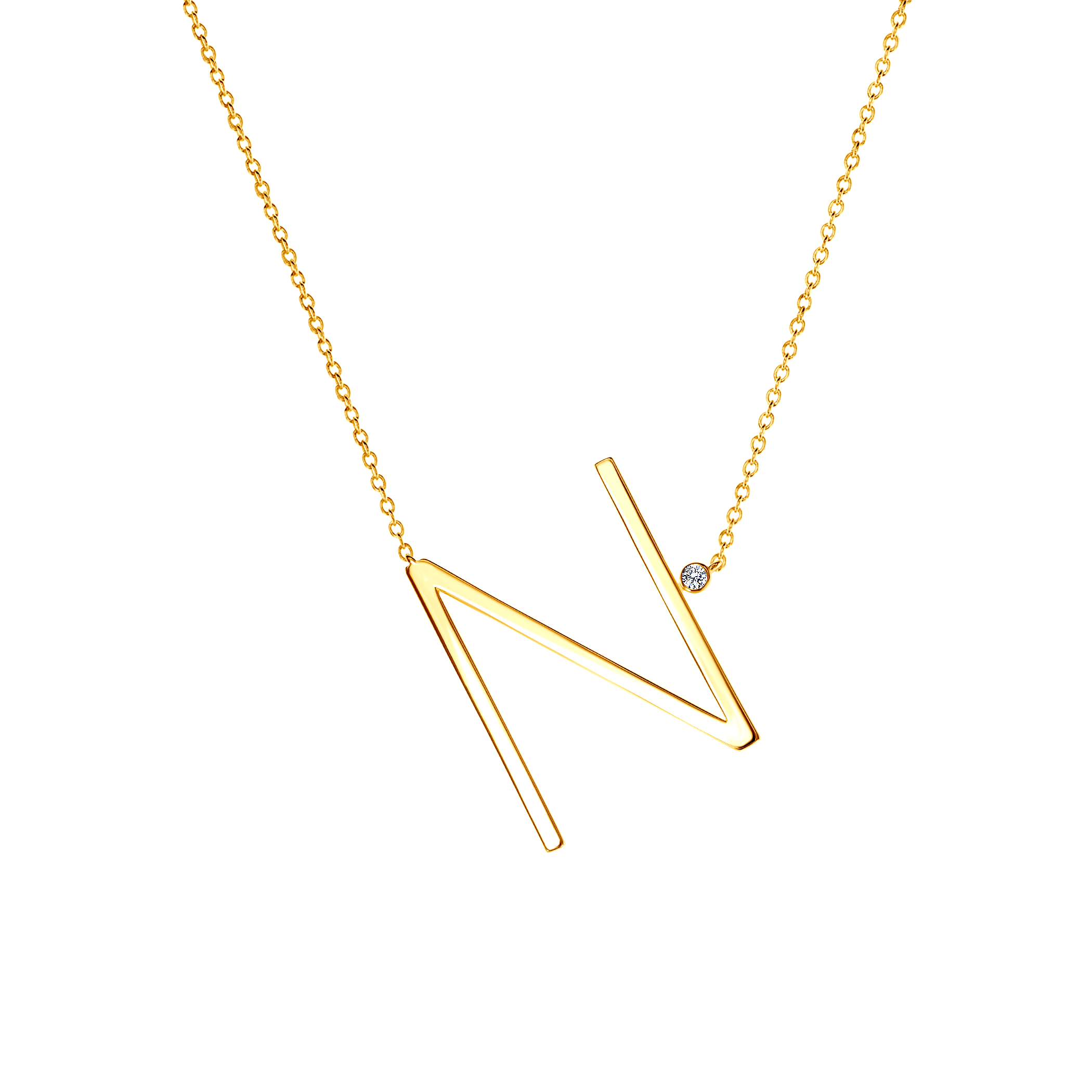 Κολιέ Savicki με Γράμμα Ν: επιχρυσωμένο ασήμι, λευκό ζαφείρι