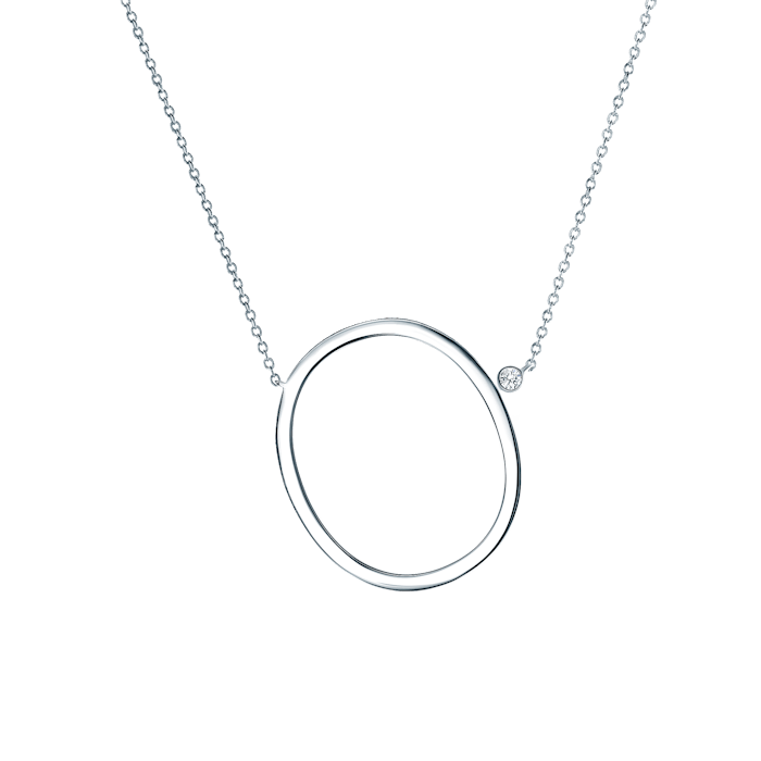 SAVICKI nyaklánc medállal - O betű: ezüst fehér zafírral