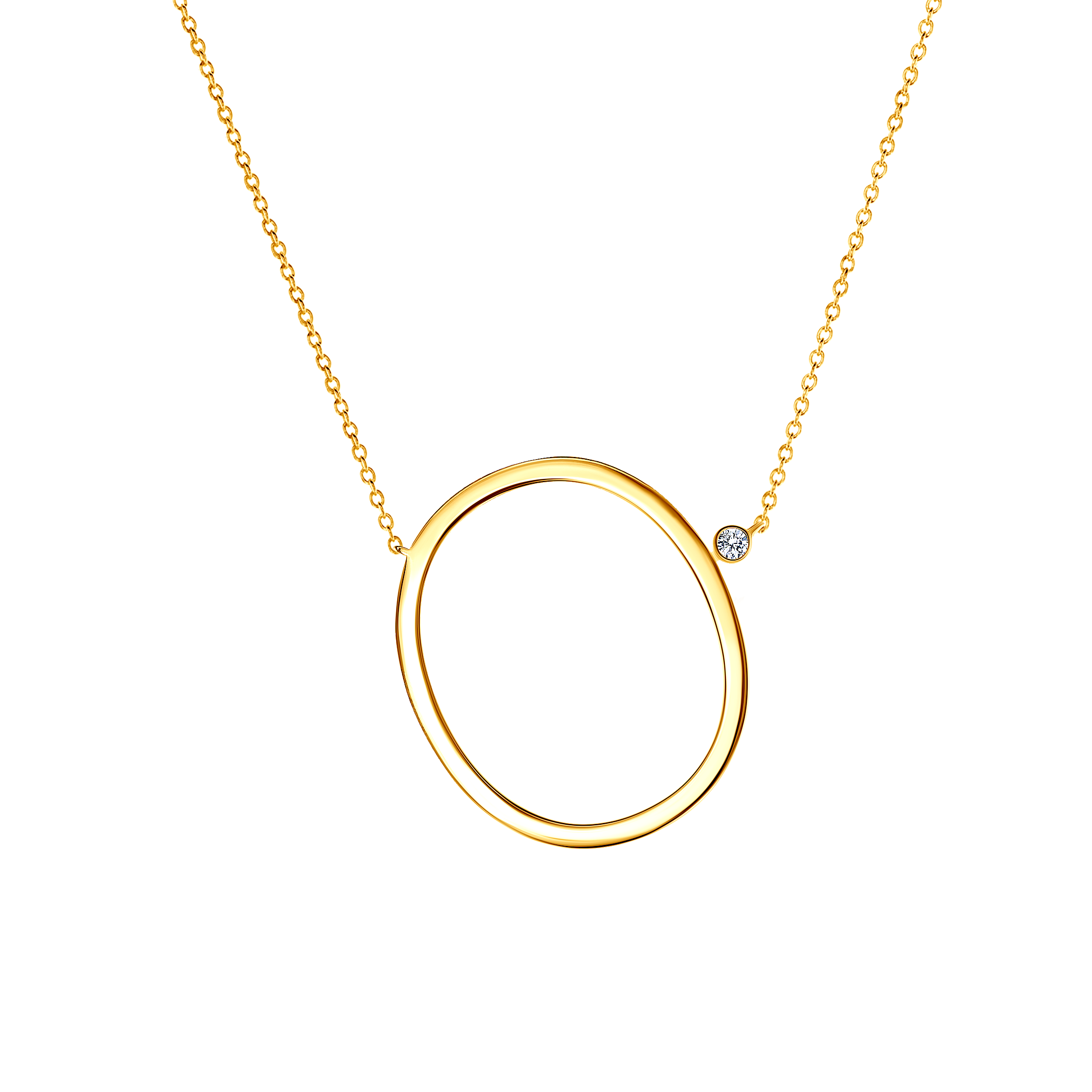 Ogrlica sa slovom O Savicki: pozlaćeno srebro, bijeli safir