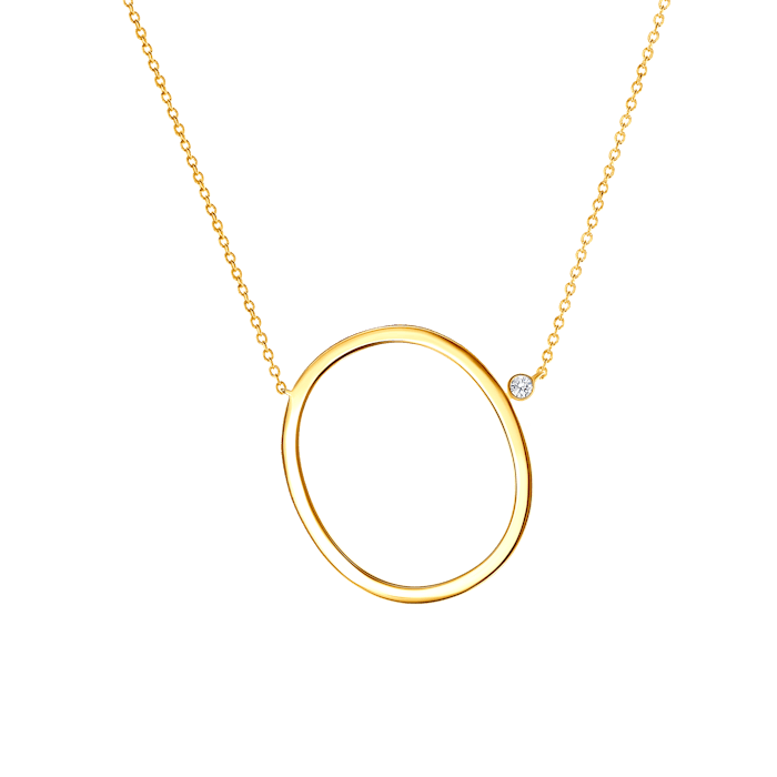 SAVICKI nyaklánc medállal - O betű: aranyozott ezüst fehér zafírral