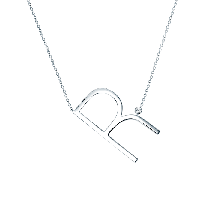 SAVICKI nyaklánc medállal - R betű: ezüst fehér zafírral