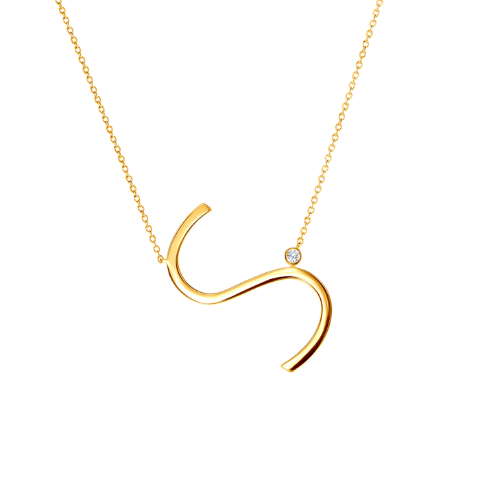 SAVICKI nyaklánc medállal - S betű: aranyozott ezüst fehér zafírral