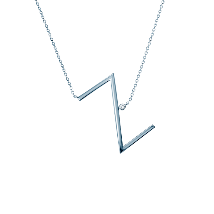 SAVICKI nyaklánc medállal - Z betű: ezüst fehér zafírral