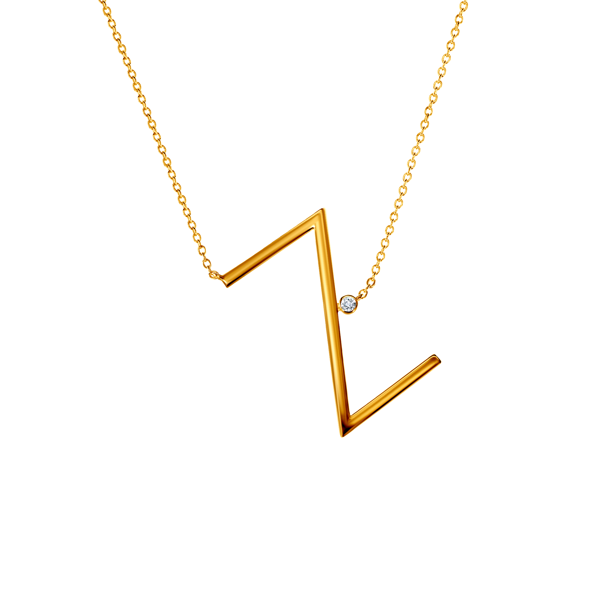Savicki Колие с буква Z: позлатено сребро. бял сапфир