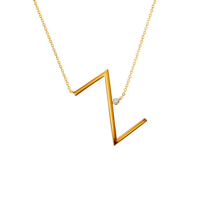 SAVICKI nyaklánc medállal - Z betű: aranyozott ezüst fehér zafírral