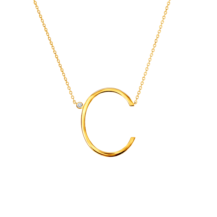 SAVICKI nyaklánc medállal - C betű: aranyozott ezüst fehér zafírral
