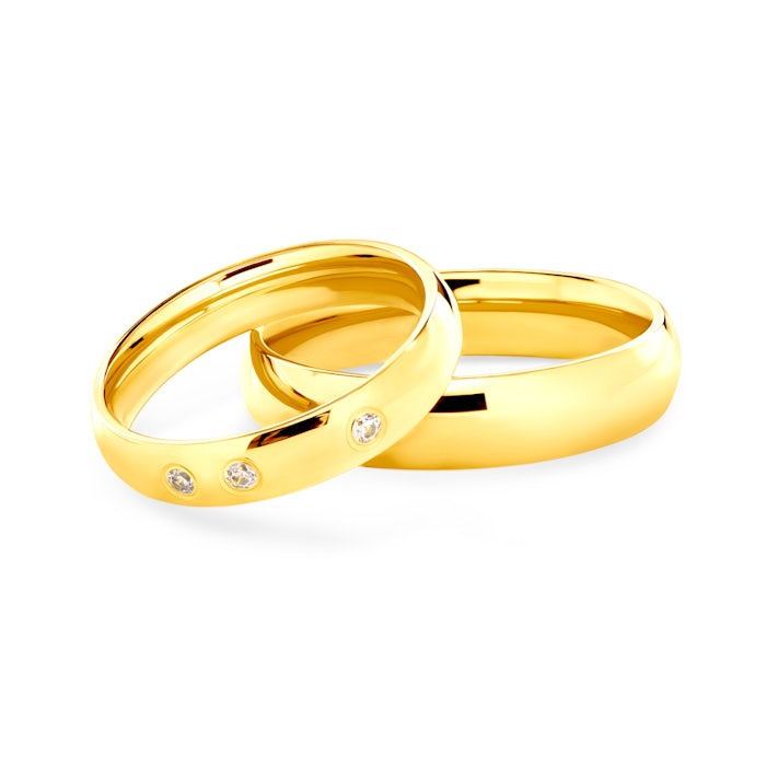 Esküvői karikagyűrűk: arany, félkarika, 4 mm