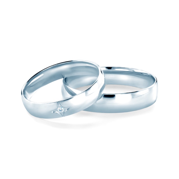 Esküvői karikagyűrűk: fehérarany, félkarika, 4 mm