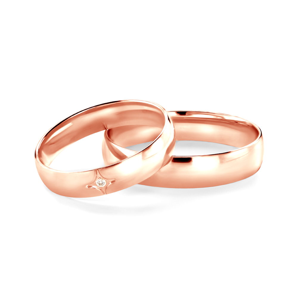 Vjenčano prstenje: ružičasto zlato, poluokruglo, 4 mm