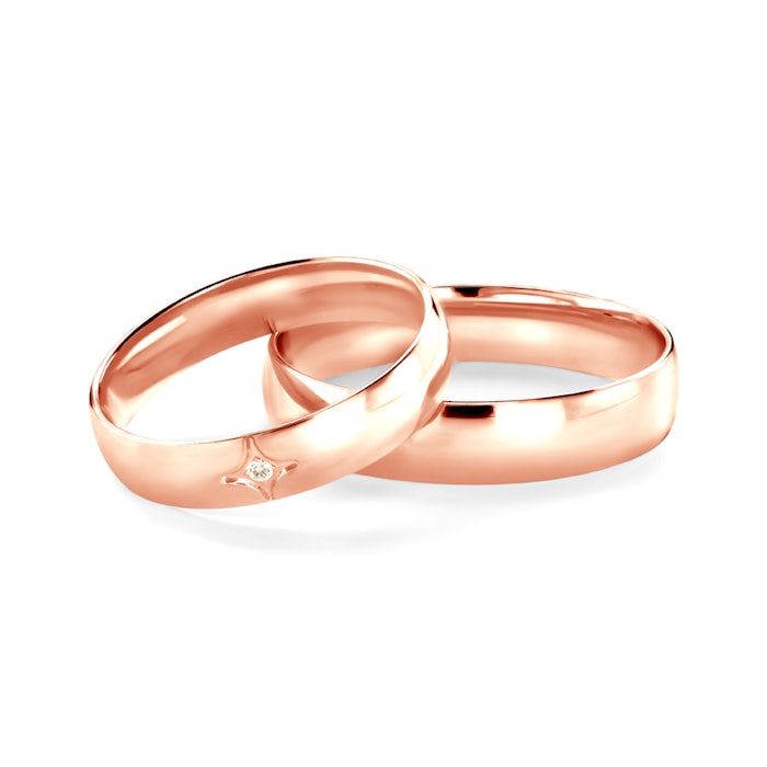 Esküvői karikagyűrűk: rózsaarany, félkarika, 4 mm